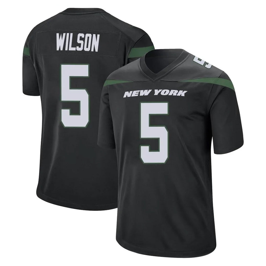 Elroe NY.Jets #5 Garrett Wilson Player Stealth Black Home Game Stitched Jerseys