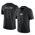 Elroe NY.Jets #5 Garrett Wilson Player Stealth Black Limited Reflective Home Game Stitched Jerseys