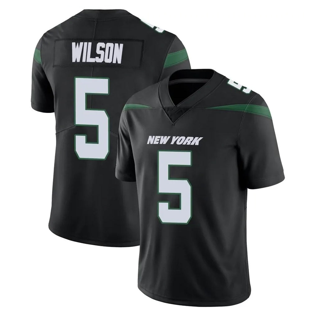 Elroe NY.Jets #5 Garrett Wilson Player Stealth Black Limited Vapor Home Game Stitched Jerseys