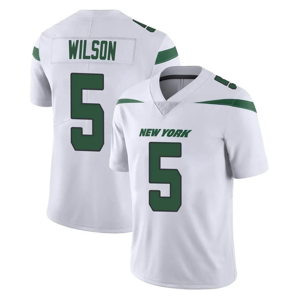Elroe NY.Jets #5 Garrett Wilson Player White Spotlight Limited Vapor Home Game Stitched Jerseys