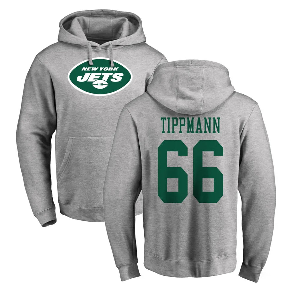 Elroe NY.Jets #66 Joe Tippmann Player Gray LOGO Pullover Hoodies Limited Game Stitched Jerseys