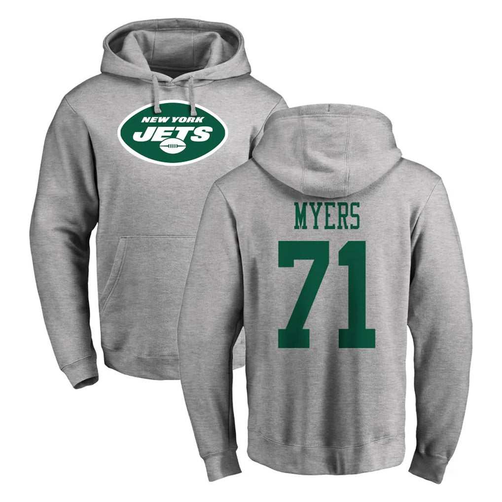 Elroe NY.Jets #71 Josh Myers Player Gray LOGO Pullover Hoodies Limited Game Stitched Jerseys