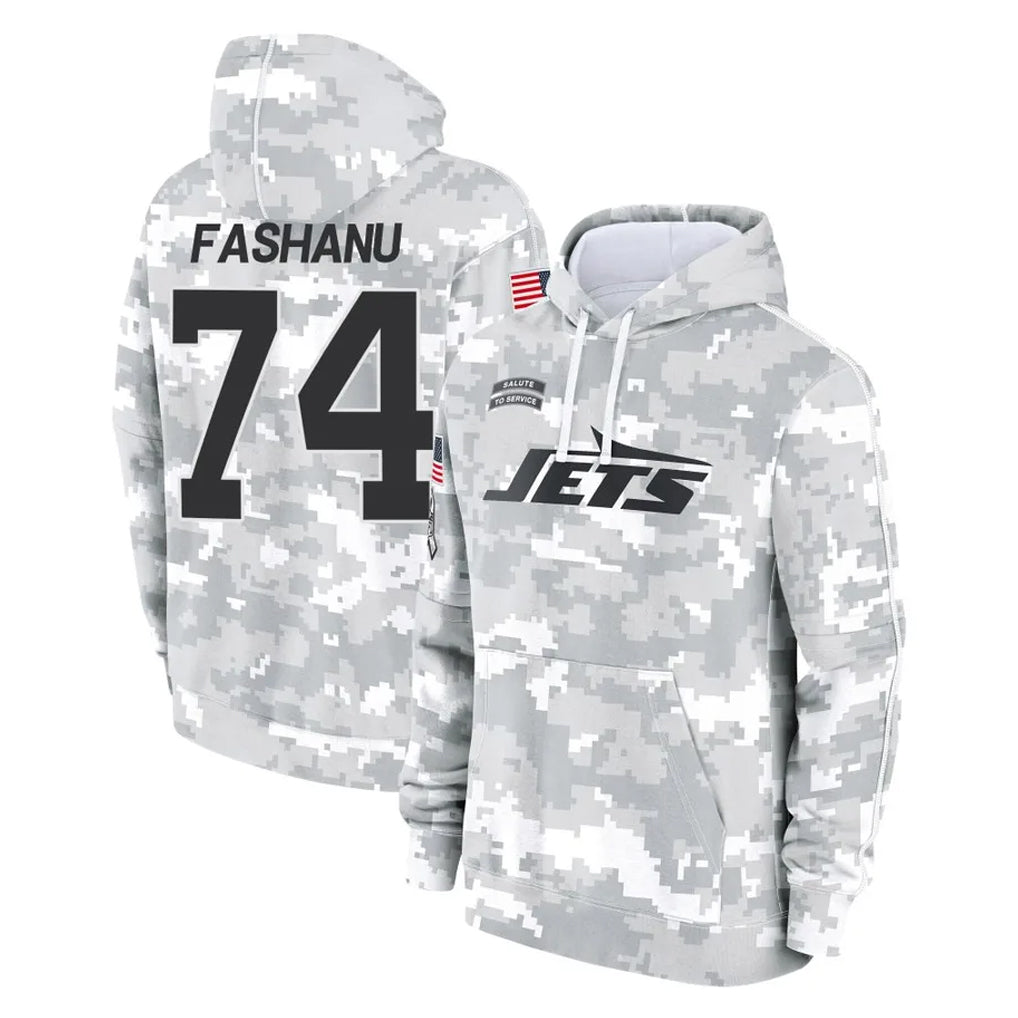 Elroe NY.Jets #74 Olu Fashanu Player Arctic Camo Salute to Service Pullover Hoodies Limited Game Stitched Jerseys