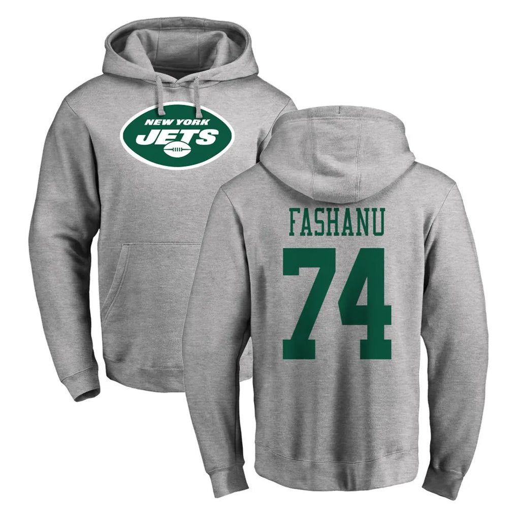 Elroe NY.Jets #74 Olu Fashanu Player Gray LOGO Pullover Hoodies Limited Game Stitched Jerseys