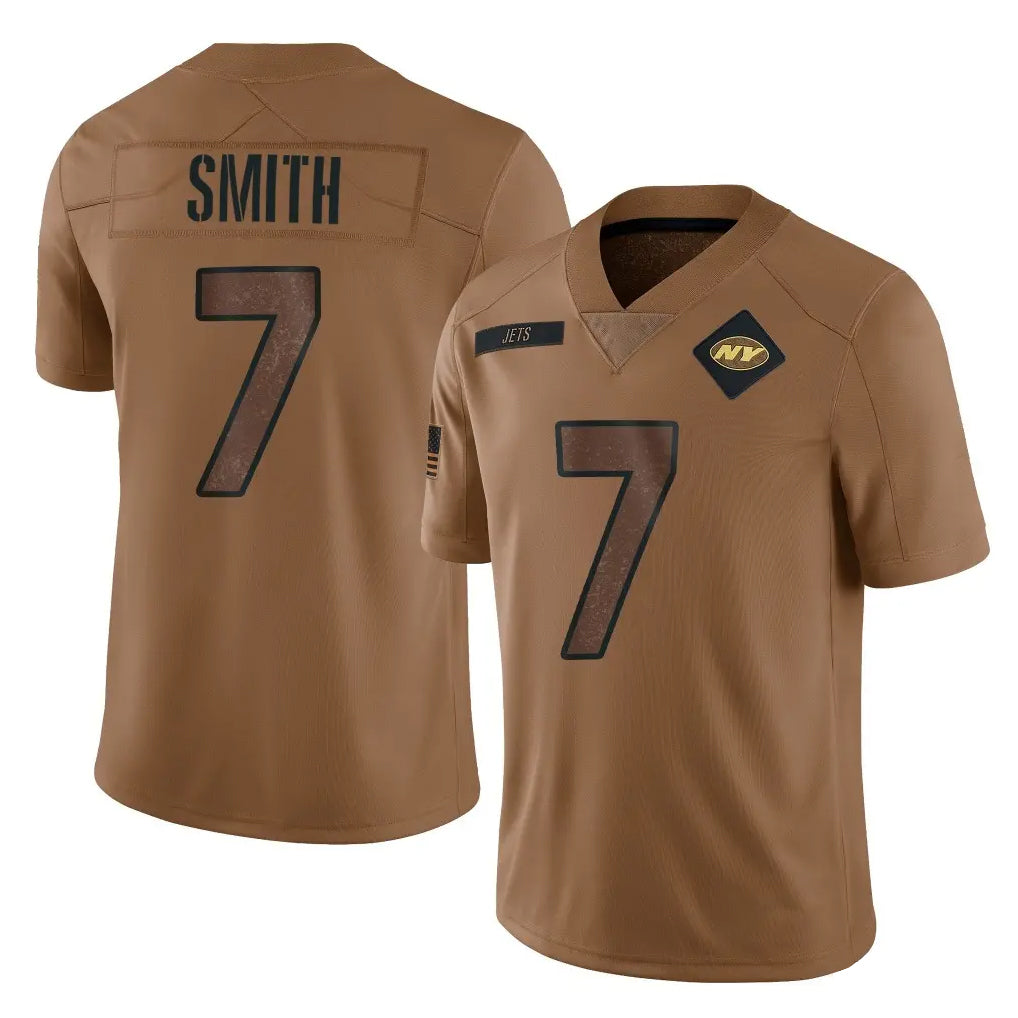 Elroe NY.Jets #7 Geno Smith Player Brown Salute To Service Limited Stitched Jerseys