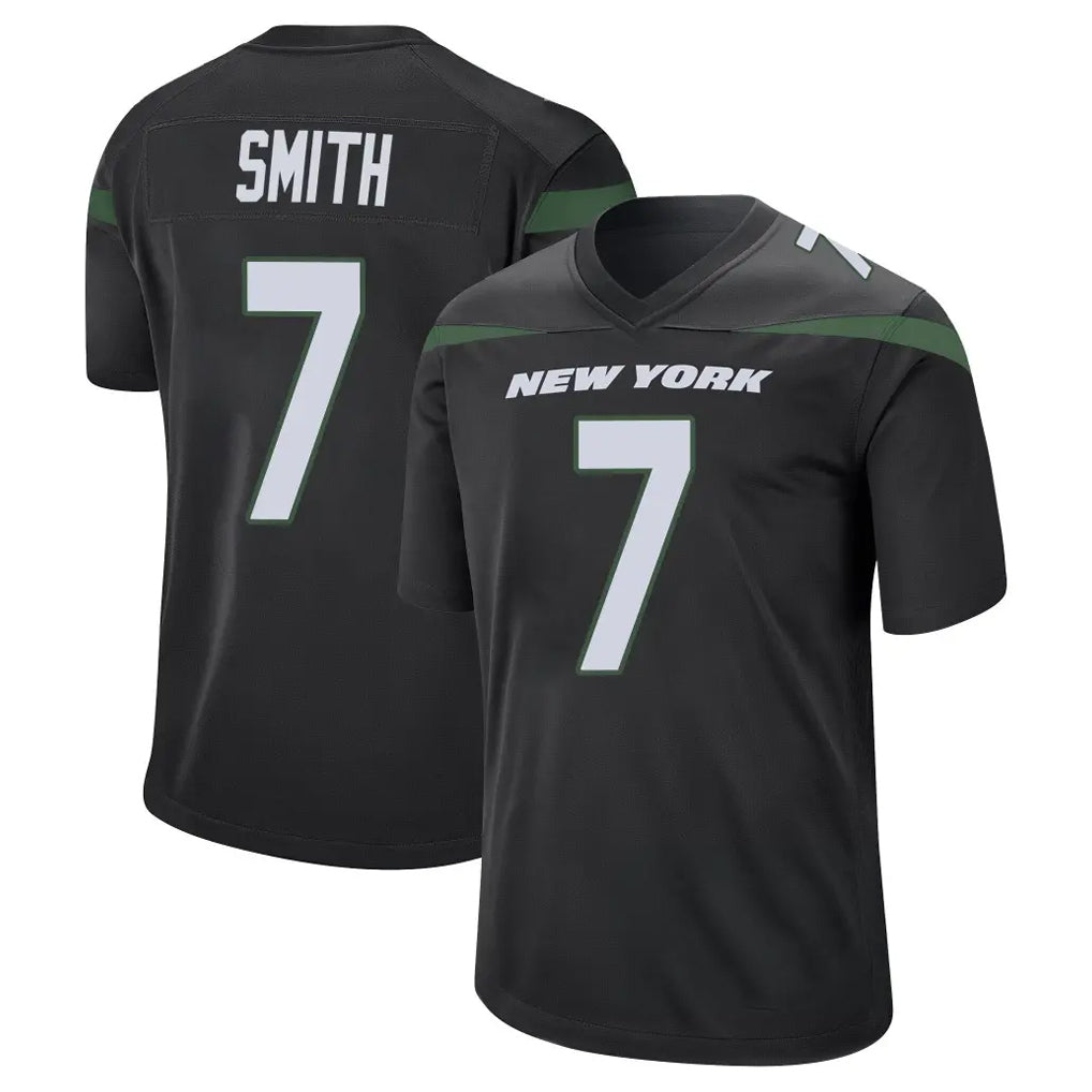 Elroe NY.Jets #7 Geno Smith Player Stealth Black Home Game Stitched Jerseys
