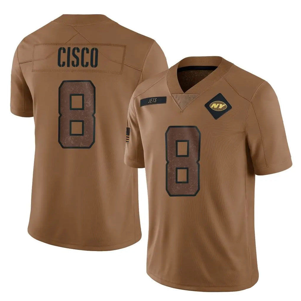 Elroe NY.Jets #8 Andre Cisco Player Brown Salute To Service Limited Stitched Jerseys