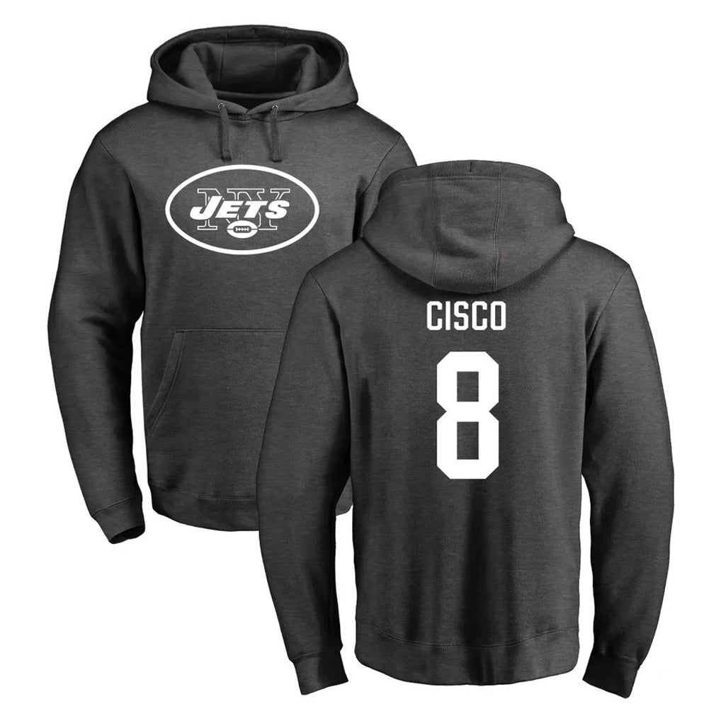 Elroe NY.Jets #8 Andre Cisco Player Gray Pullover Hoodies Limited Game Stitched Jerseys
