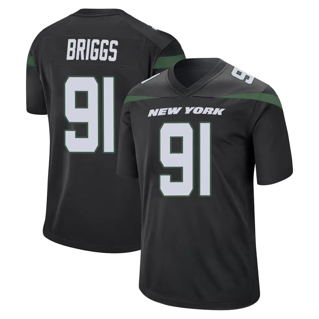 Elroe NY.Jets #91 Jowon Briggs Player Stealth Black Home Game Stitched Jerseys