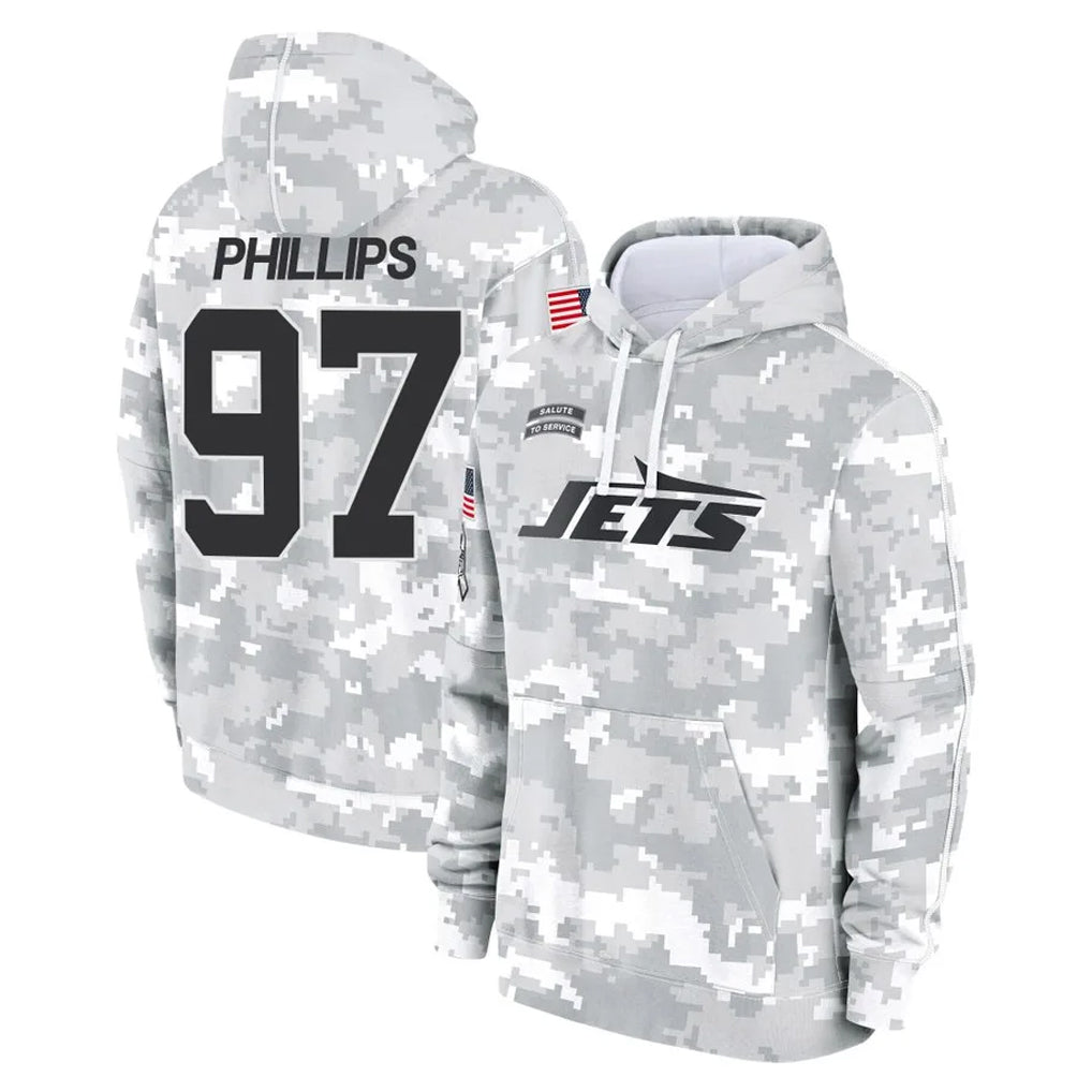 Elroe NY.Jets #97 Harrison Phillips Player Arctic Camo Salute to Service Pullover Hoodies Limited Game Stitched Jerseys