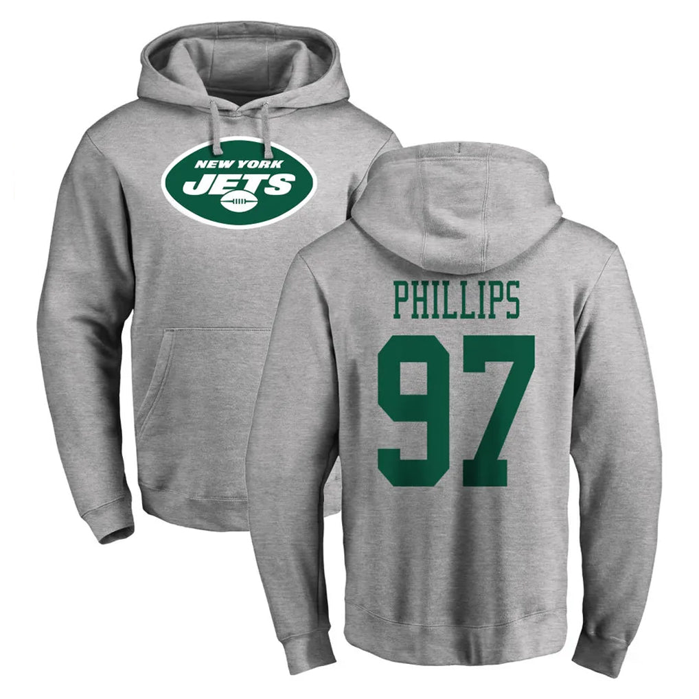 Elroe NY.Jets #97 Harrison Phillips Player Gray LOGO Pullover Hoodies Limited Game Stitched Jerseys