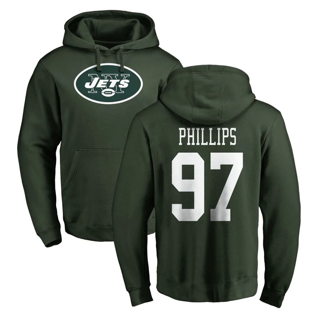 Elroe NY.Jets #97 Harrison Phillips Player Green LOGO Pullover Hoodies Limited Game Stitched Jerseys
