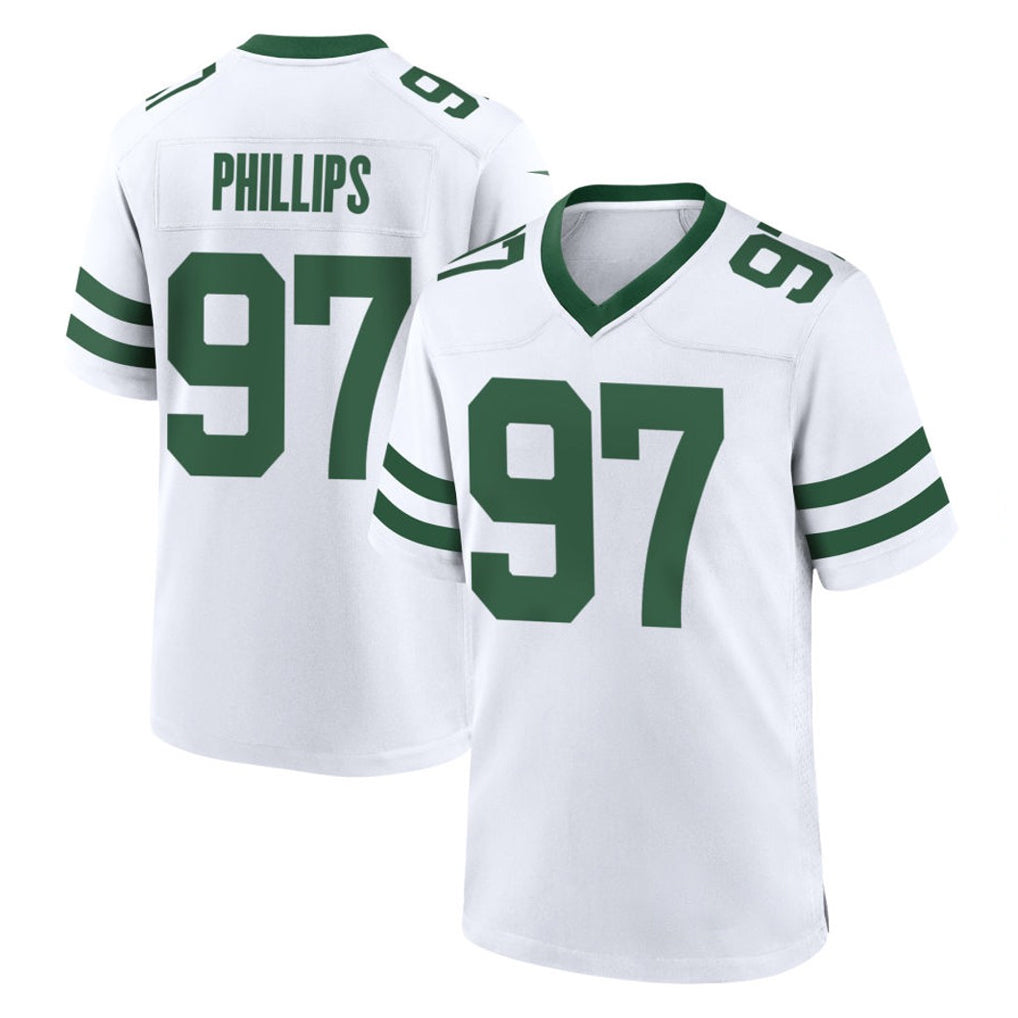 Elroe NY.Jets #97 Harrison Phillips Player White Legacy Home Game Stitched Jerseys