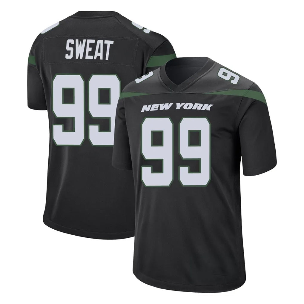 Elroe NY.Jets #99 T'Vondre Sweat Player Stealth Black Home Game Stitched Jerseys