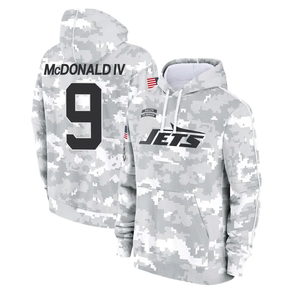 Elroe NY.Jets #9 Will McDonald IV Player Arctic Camo Salute to Service Pullover Hoodies Limited Game Stitched Jerseys