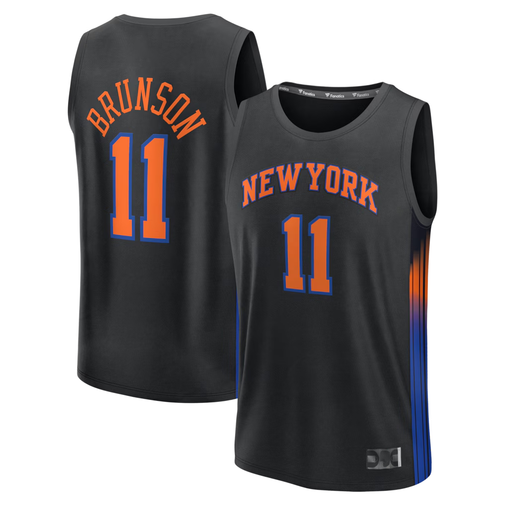 Elroe NY.Knicks #11 Jalen Brunson  Black Fast Break Jerseys - Statement Edition