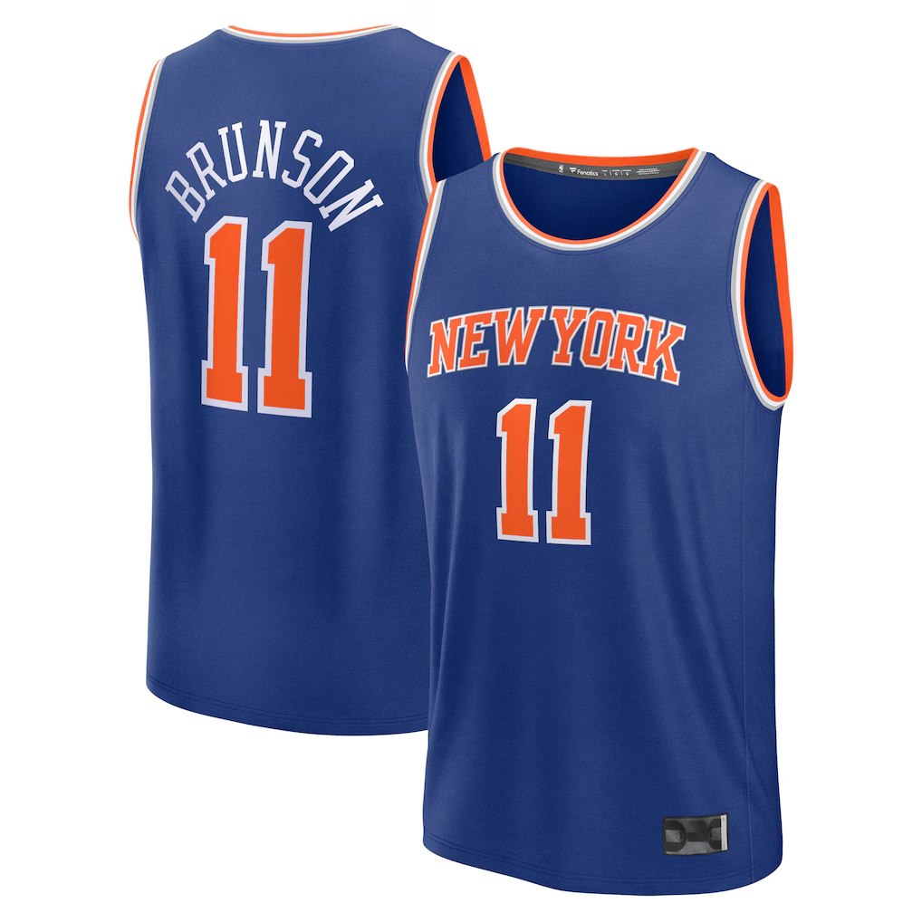 Elroe NY.Knicks #11 Jalen Brunson  Blue Fast Break Replica Player Jerseys - Icon Edition