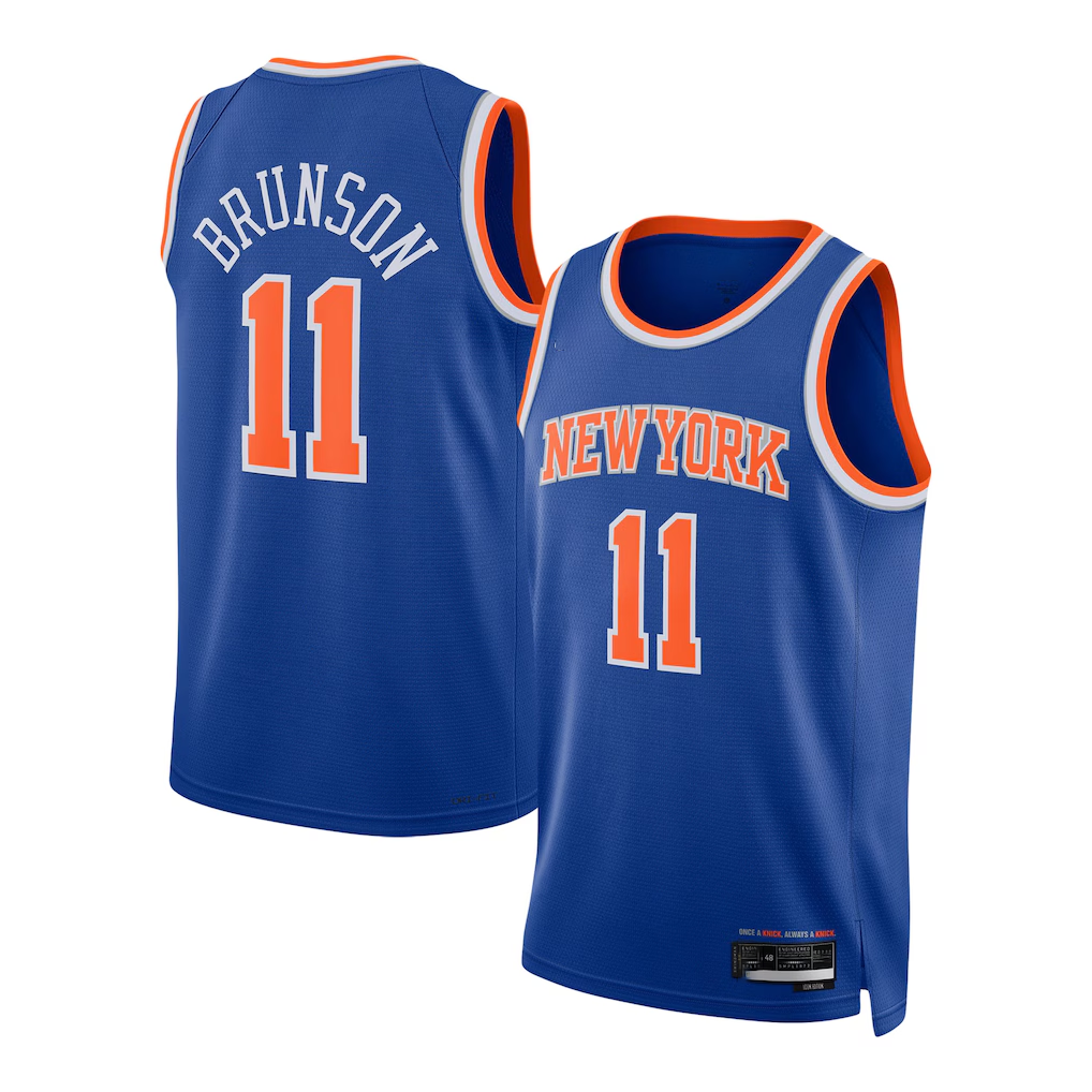 Elroe NY.Knicks #11 Jalen Brunson Blue Swingman Jerseys - Icon Edition