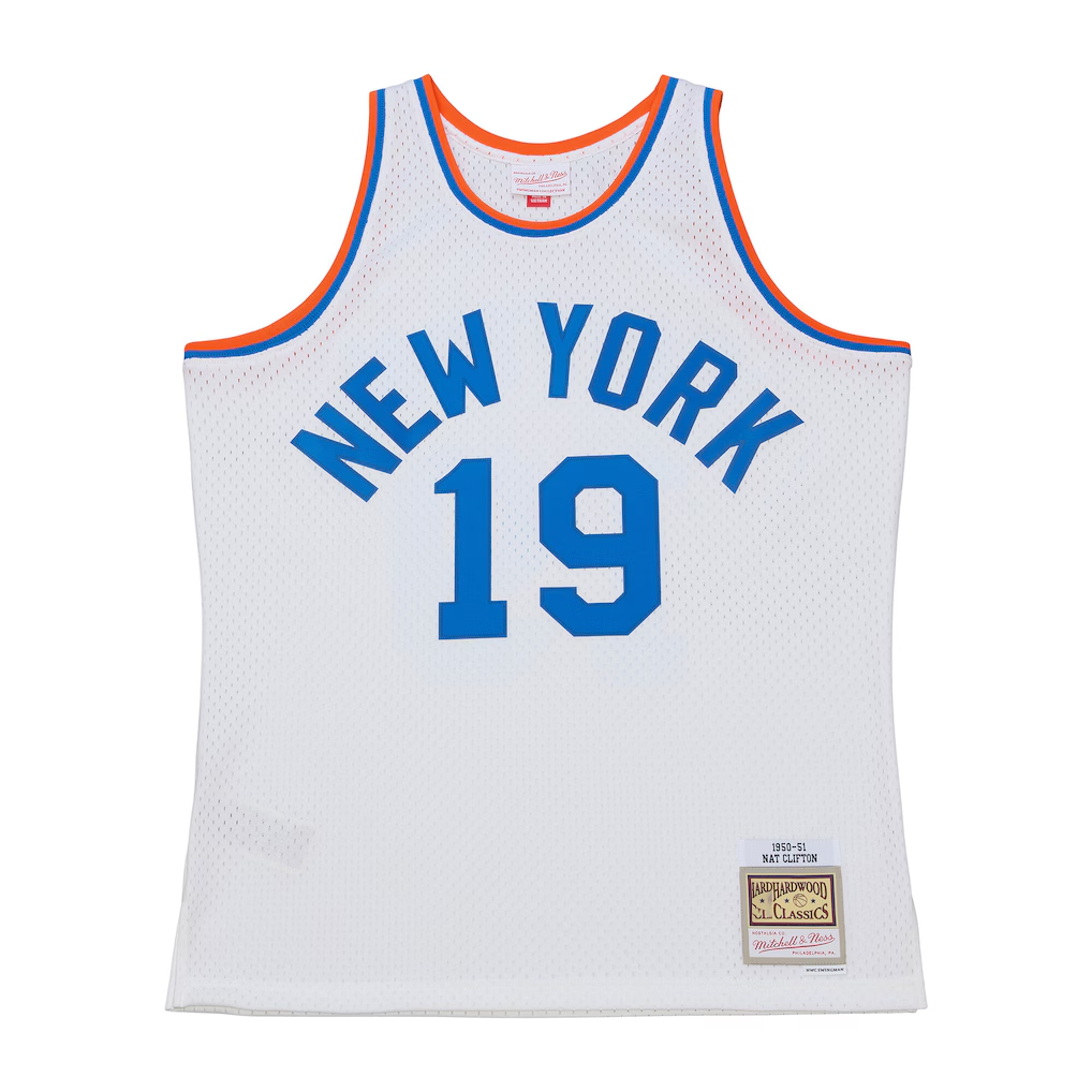 Elroe NY.Knicks #19 Nathaniel Clifton Mitchell & Ness White 1950-51 Pioneers Swingman Jerseys