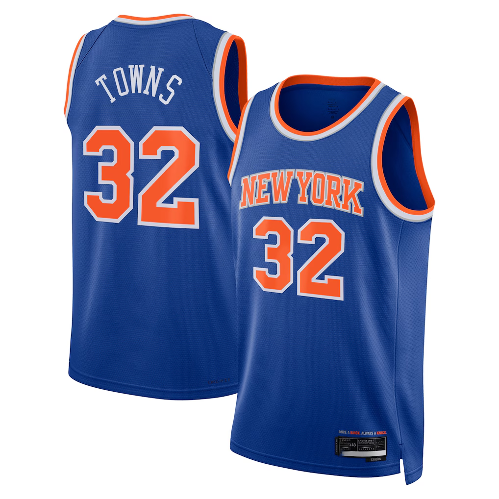 Elroe NY.Knicks #32 Karl-Anthony Towns Blue Swingman Jerseys - Icon Edition