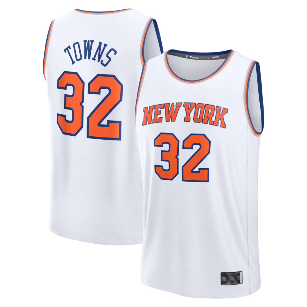 Elroe NY.Knicks #32 Karl-Anthony Towns  White Fast Break Replica Player Jerseys - Association Edition