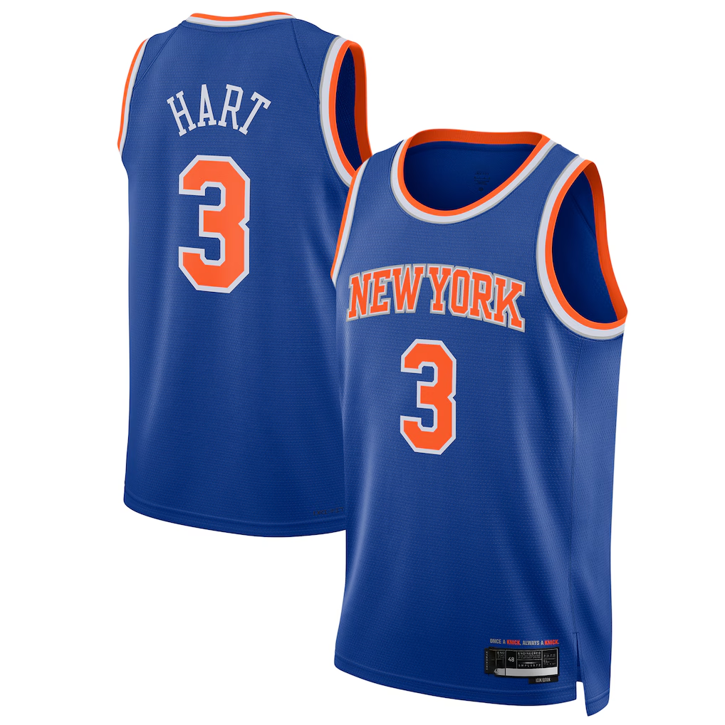 Elroe NY.Knicks #3 Josh Hart Blue Swingman Player Jerseys - Icon Edition