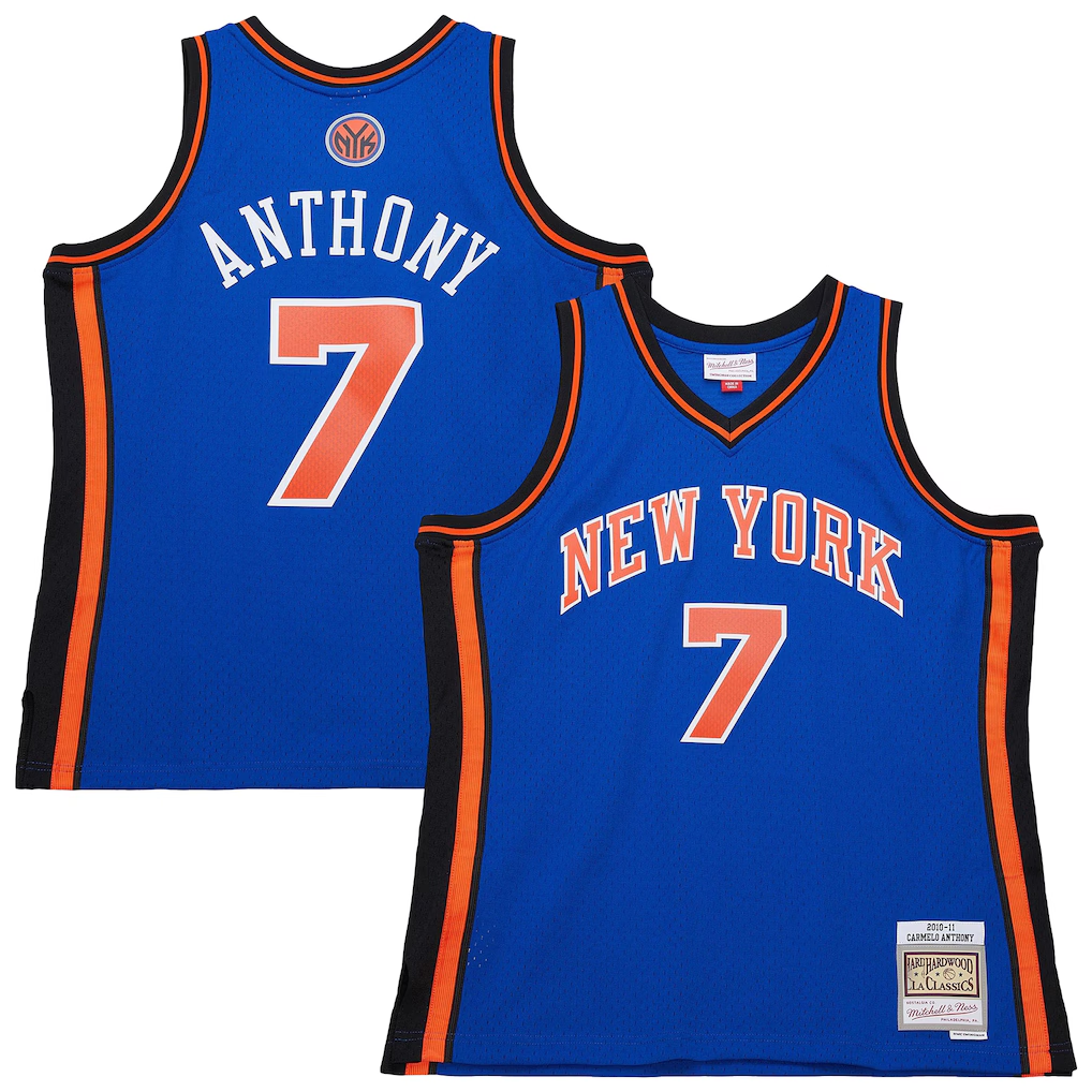 Elroe NY.Knicks #7 Carmelo Anthony Mitchell & Ness Blue 201011 Swingman Jerseys