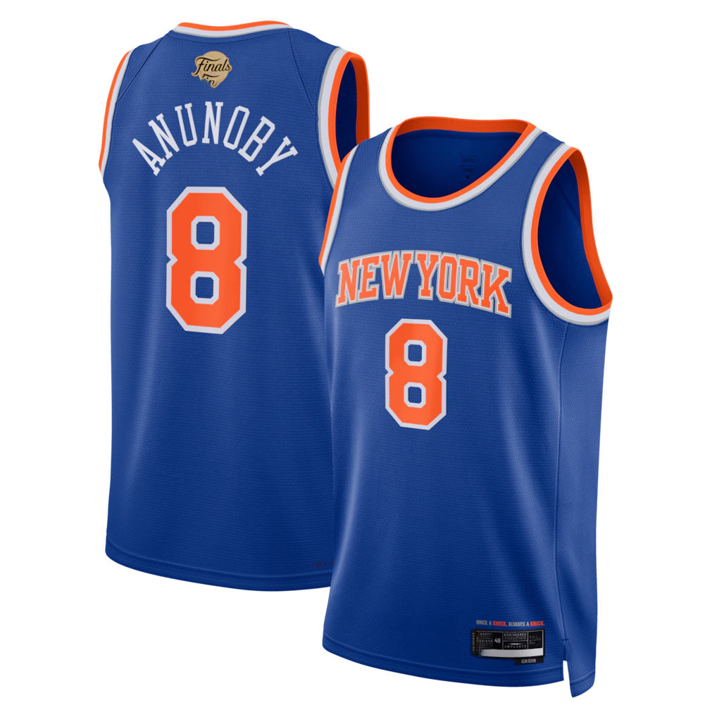 Elroe NY.Knicks #8 OG Anunoby Blue 2026  Finals Patch Swingman Jerseys - Icon Edition