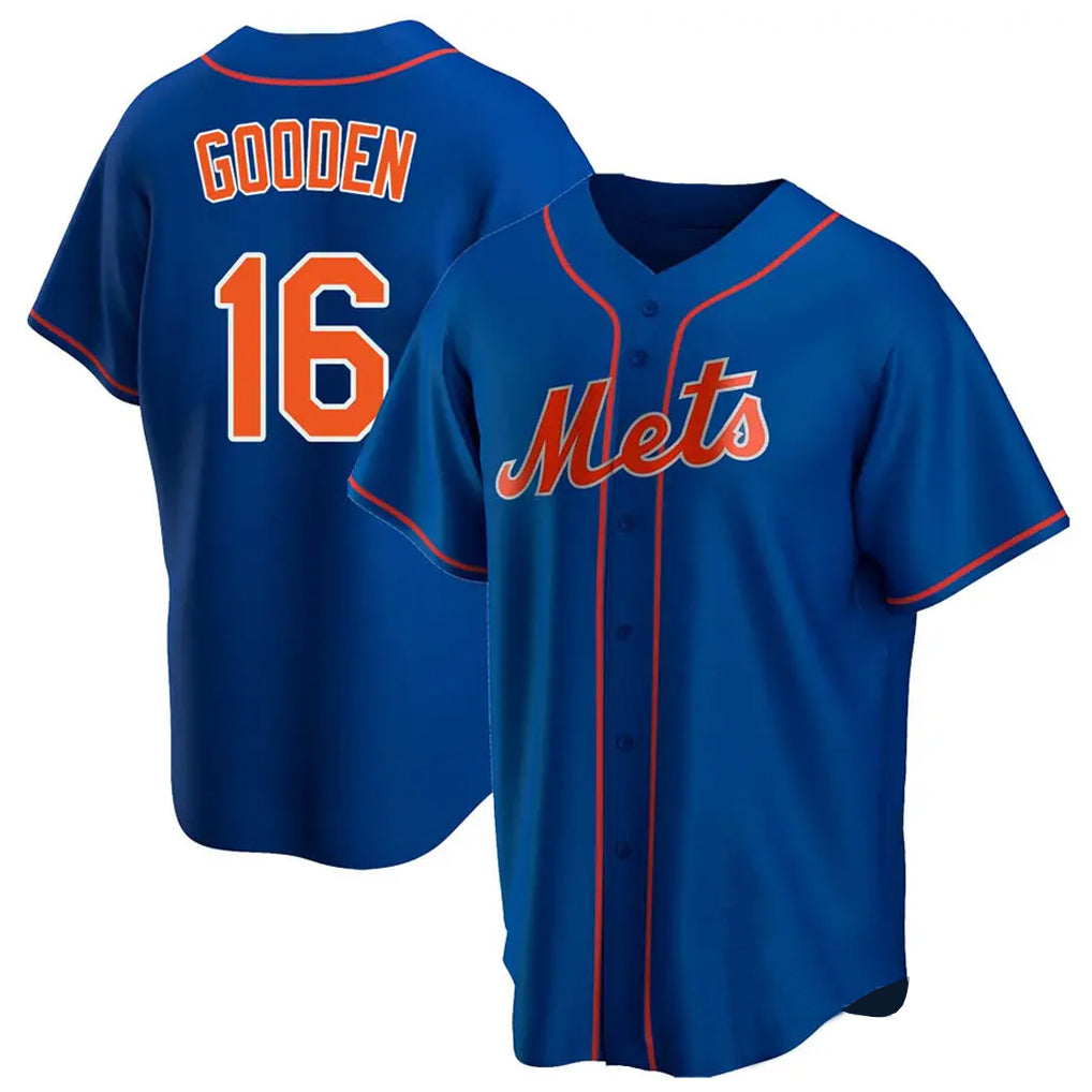 Elroe NY.Mets #16 Dwight Gooden Player Royal Home Game Stitched Jerseys