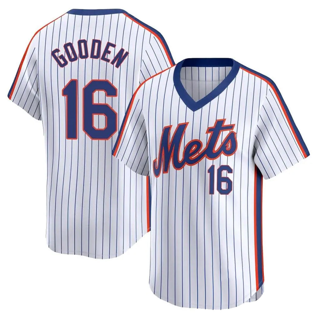 Elroe NY.Mets #16 Dwight Gooden Player White Cooperstown Collection T-shirt Game Stitched Jerseys
