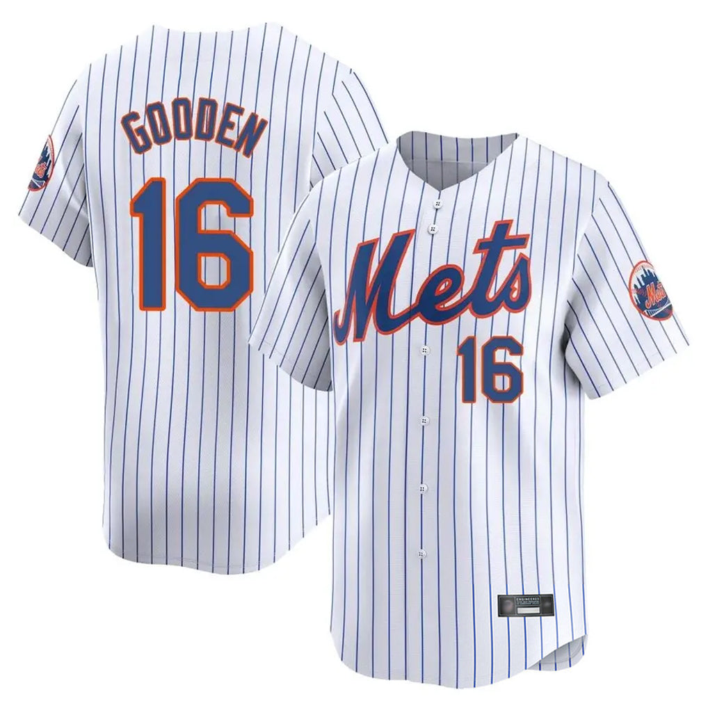 Elroe NY.Mets #16 Dwight Gooden Player White Home Limited Stitched Jerseys