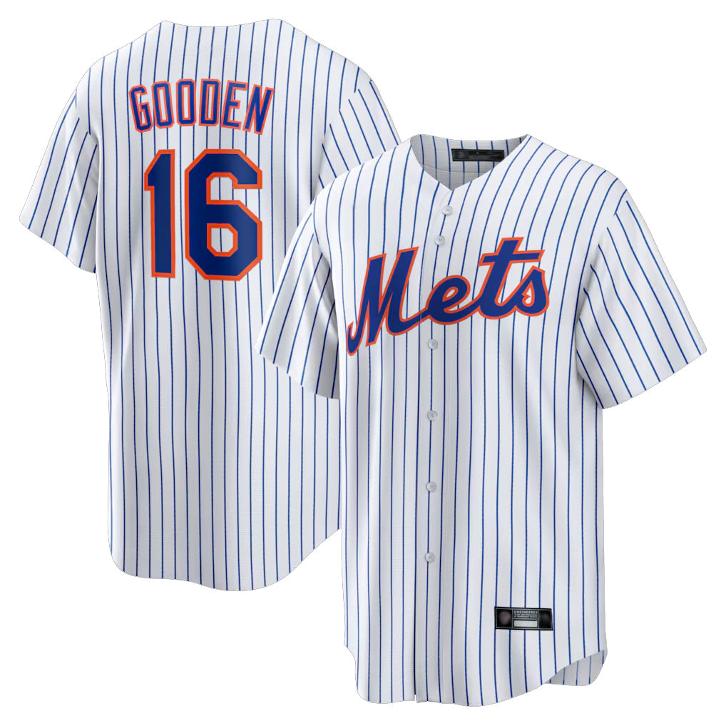 Elroe NY.Mets #16 Dwight Gooden Player White Home Replica Stitched Jerseys