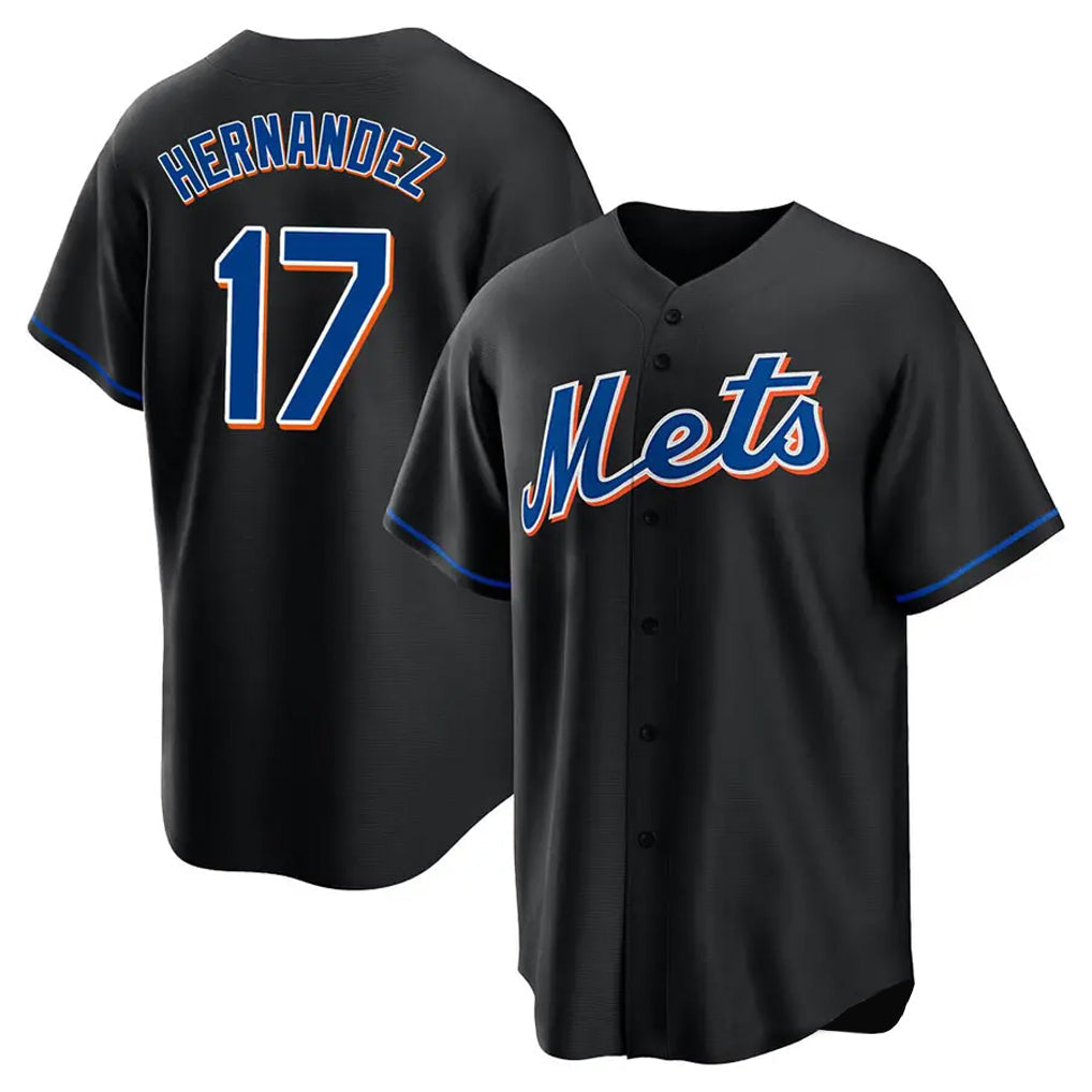 Elroe NY.Mets #17 Keith Hernandez Player Black Replica Home Game Stitched Jerseys