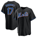 Elroe NY.Mets #17 Keith Hernandez Player Black Replica Home Game Stitched Jerseys