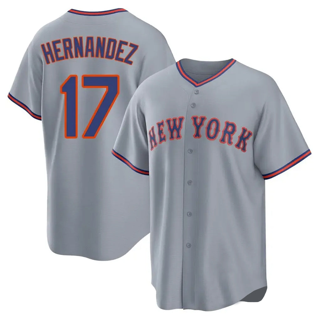Elroe NY.Mets #17 Keith Hernandez Player Gray Road Home Game Stitched Jerseys