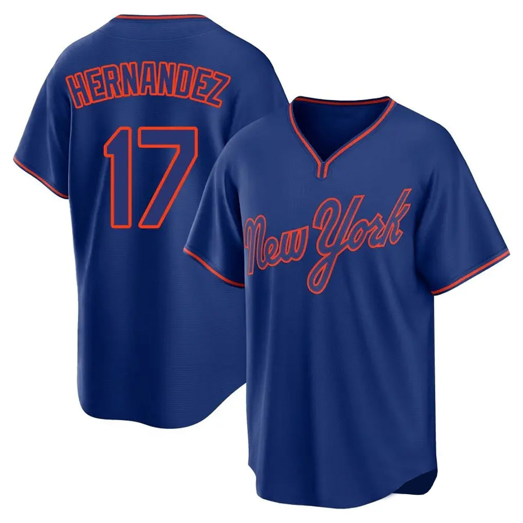 Elroe NY.Mets #17 Keith Hernandez Player Royal T-shirt Home Game Stitched Jerseys