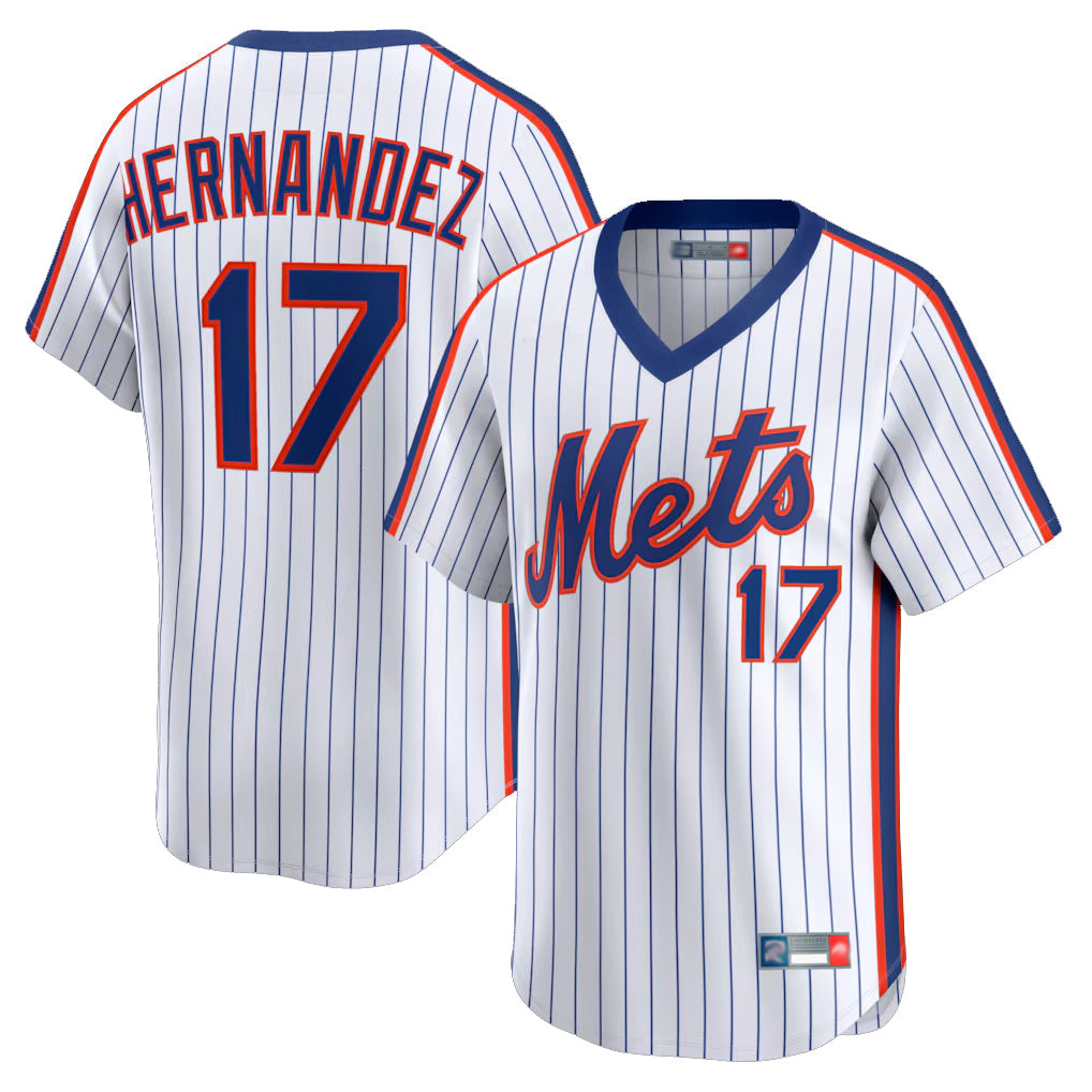 Elroe NY.Mets #17 Keith Hernandez Player White Cooperstown Collection T-shirt Game Stitched Jerseys