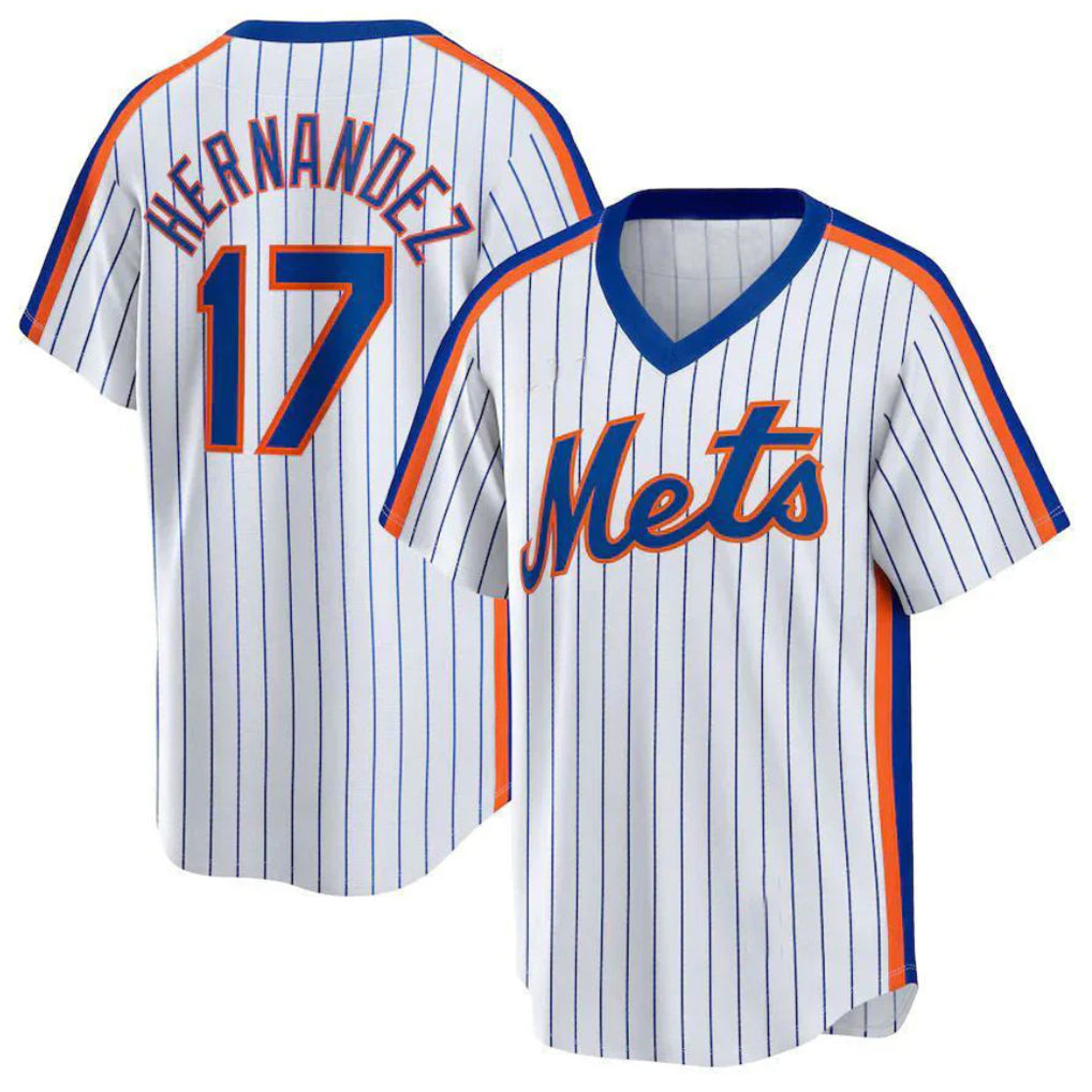 Elroe NY.Mets #17 Keith Hernandez Player White Cooperstown Collection T-shirt Home Stitched Jerseys