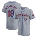 Elroe NY.Mets #18 Darryl Strawberry Player Gray Road Limited Elite Home Stitched Jerseys