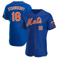 Elroe NY.Mets #18 Darryl Strawberry Player Royal Limited Elite Home Stitched Jerseys