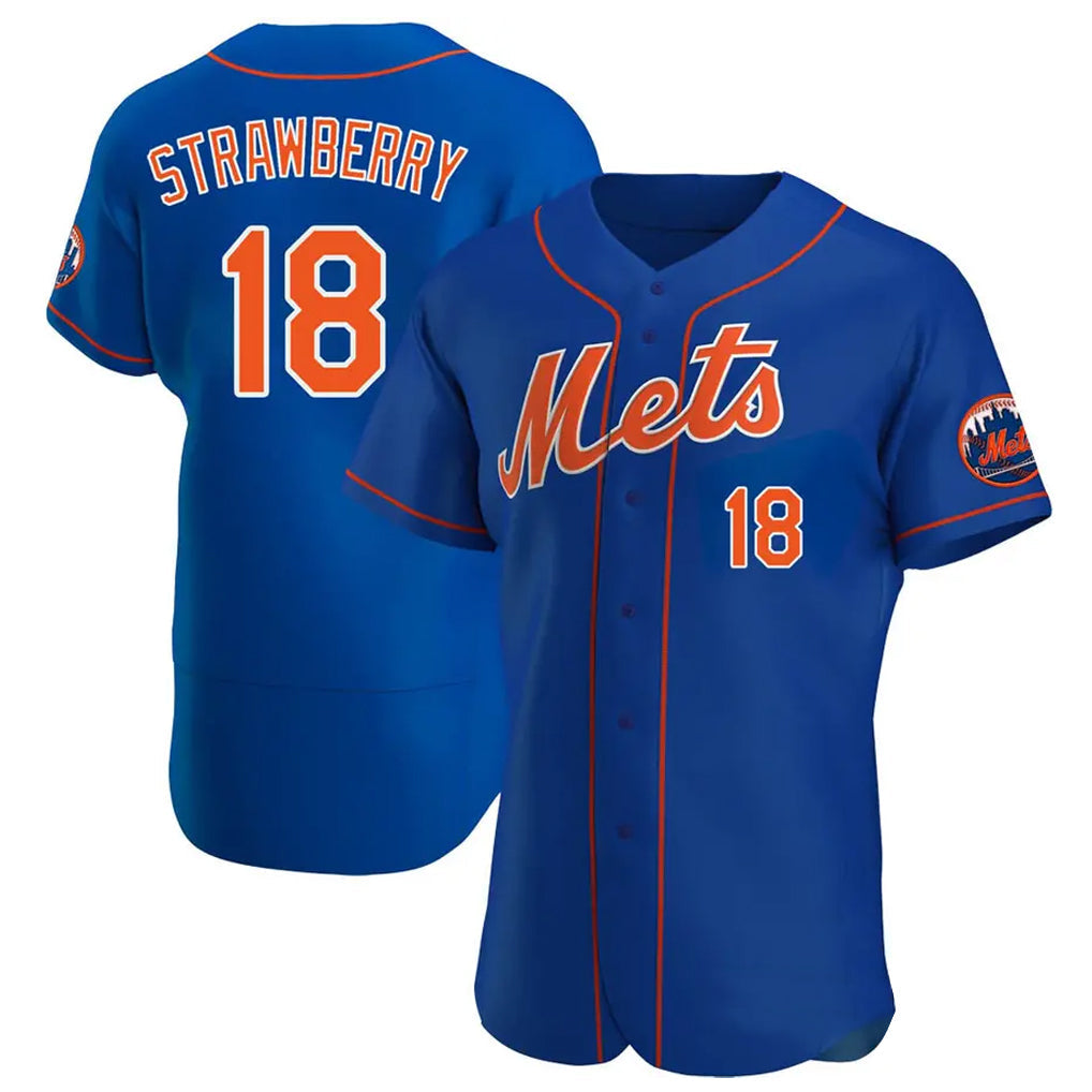 Elroe NY.Mets #18 Darryl Strawberry Player Royal Limited Elite Home Stitched Jerseys