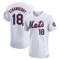 Elroe NY.Mets #18 Darryl Strawberry Player White Home Limited Elite Stitched Jerseys
