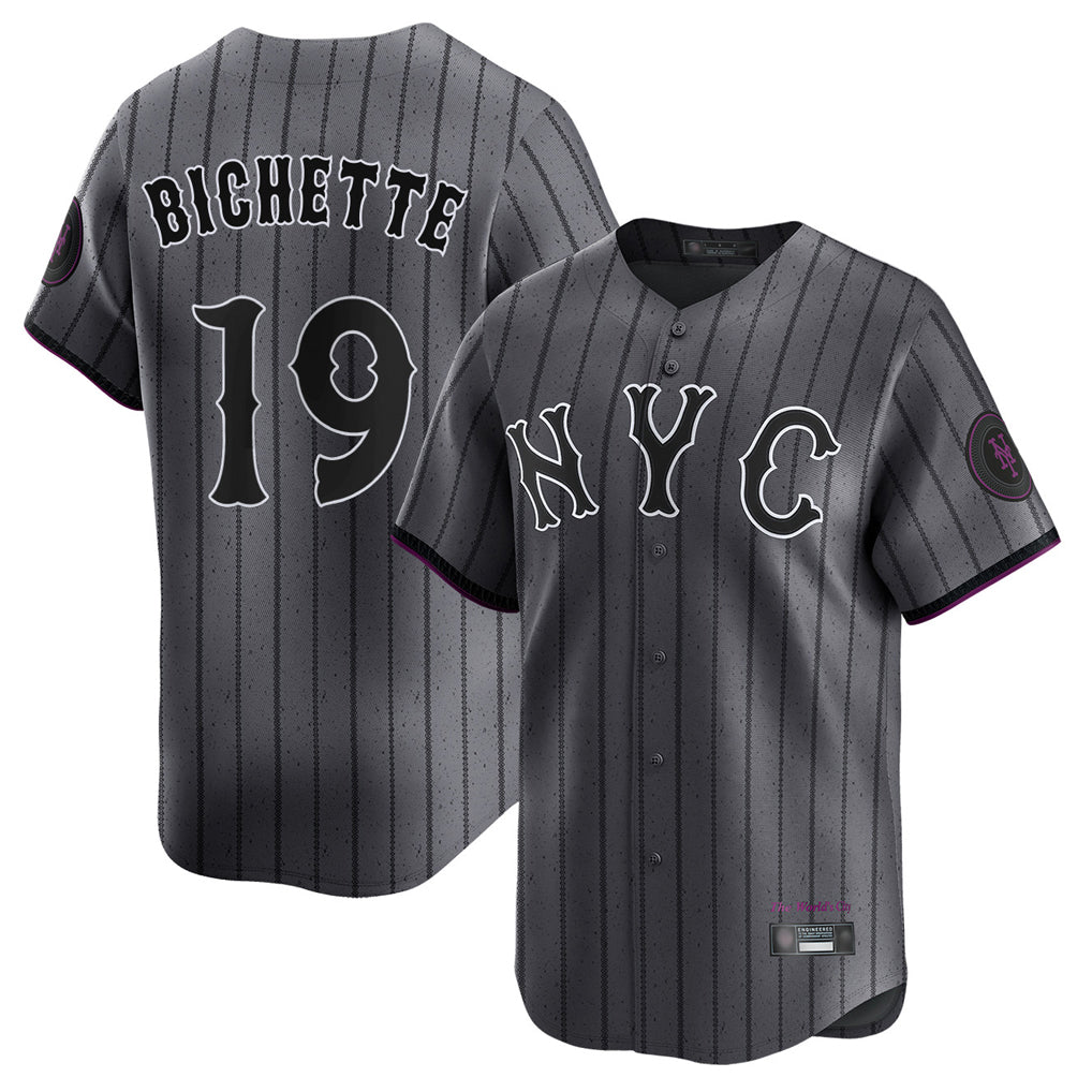 Elroe NY.Mets #19 Bo Bichette Player Gray City Connect Limited Stitched Jerseys