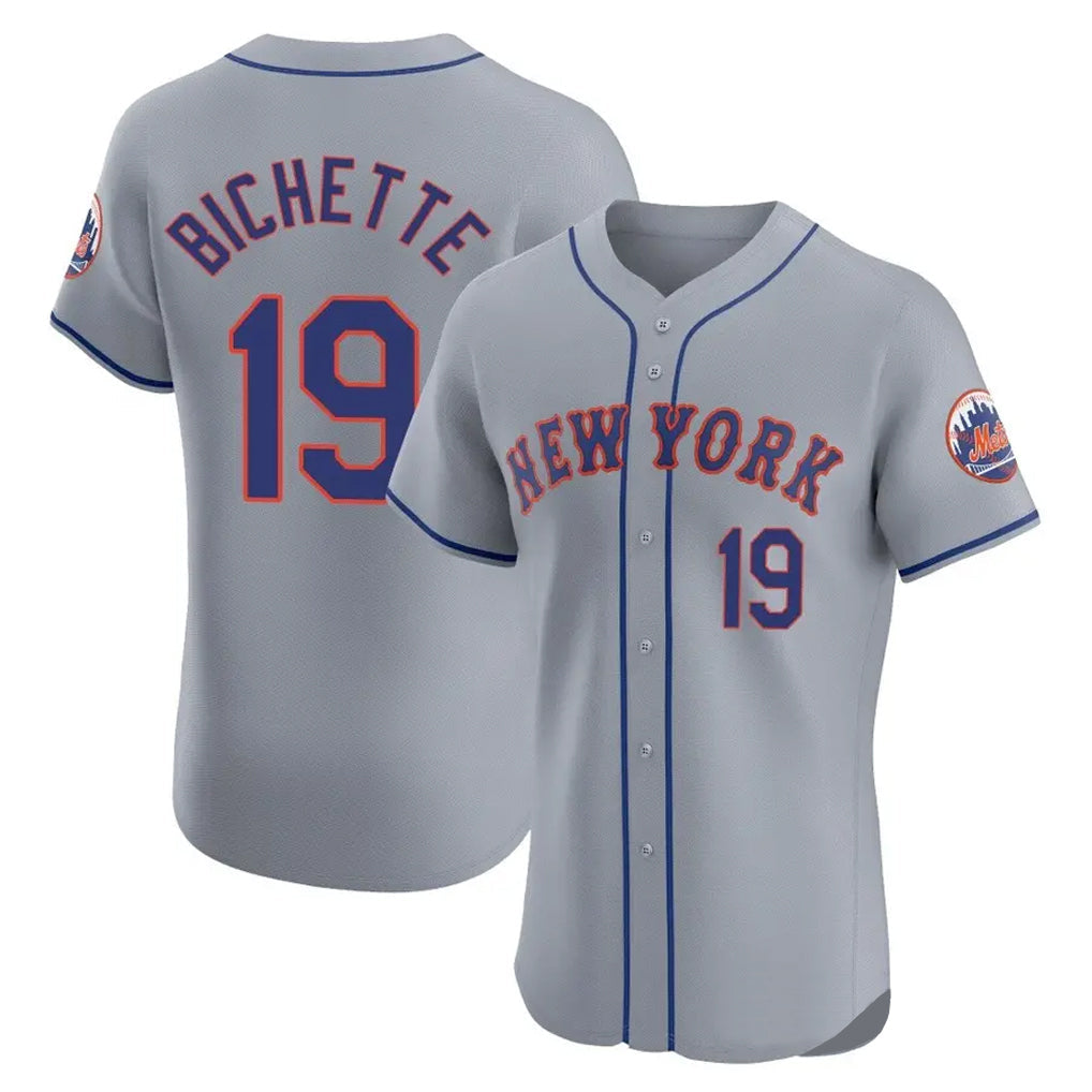 Elroe NY.Mets #19 Bo Bichette Player Gray Road Limited Elite Home Stitched Jerseys