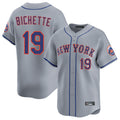 Elroe NY.Mets #19 Bo Bichette Player Gray Road Limited Home Stitched Jerseys
