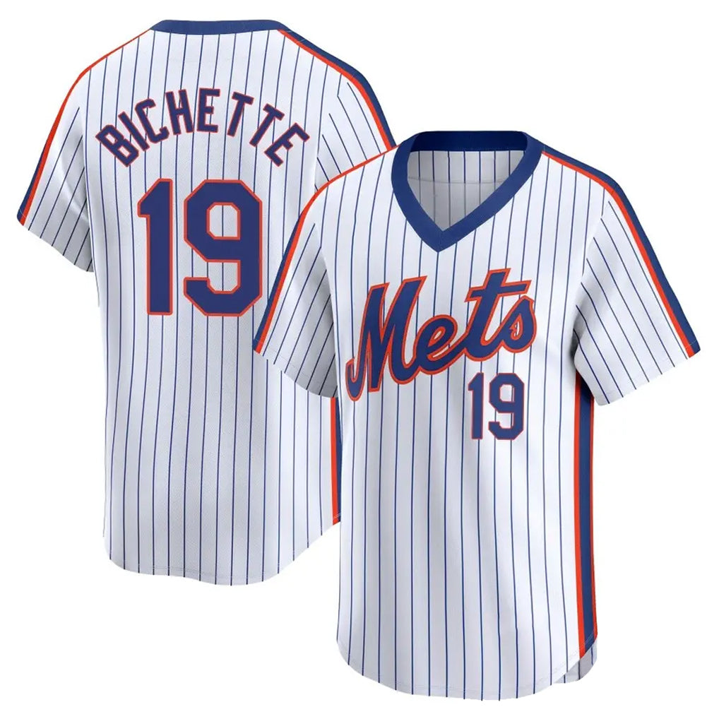 Elroe NY.Mets #19 Bo Bichette Player White Cooperstown Collection T-shirt Game Stitched Jerseys