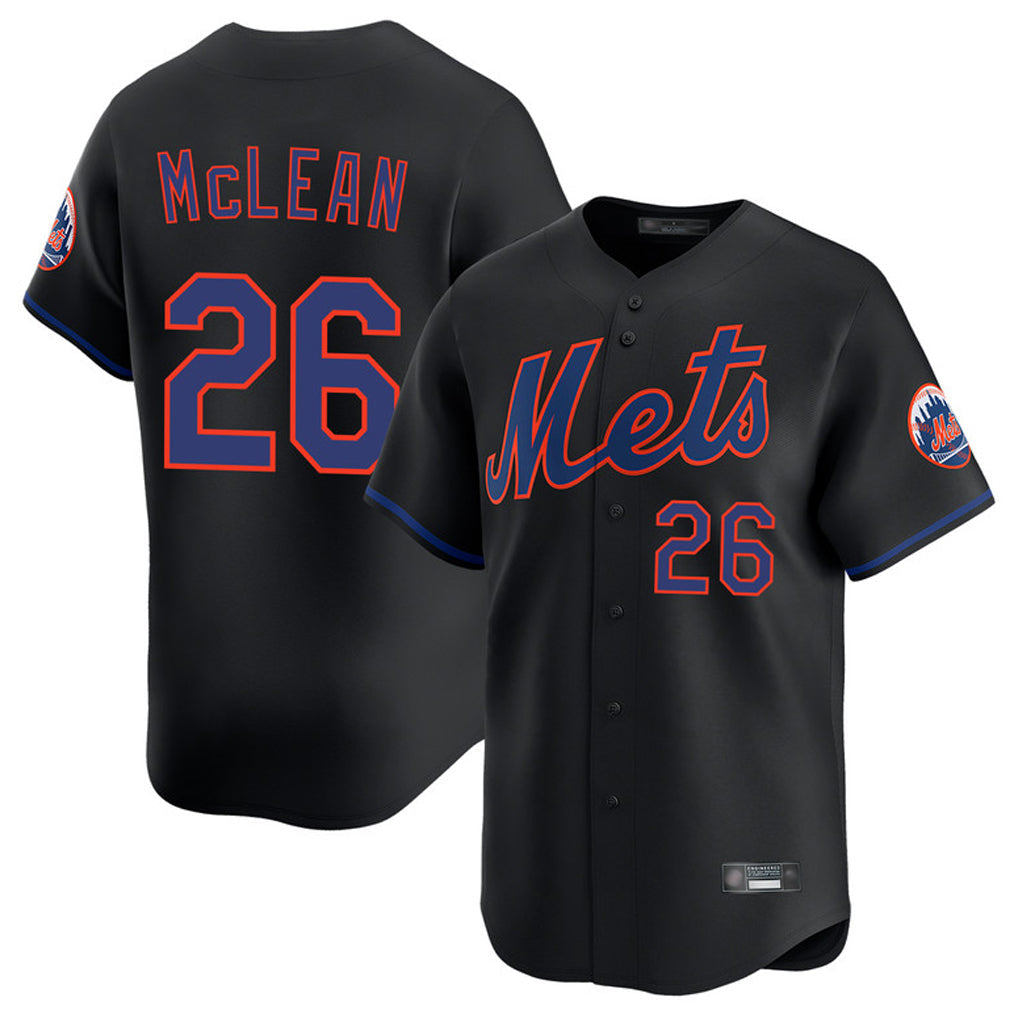 Elroe NY.Mets #26 Nolan McLean Player Black Alternate Home Limited Stitched Jerseys