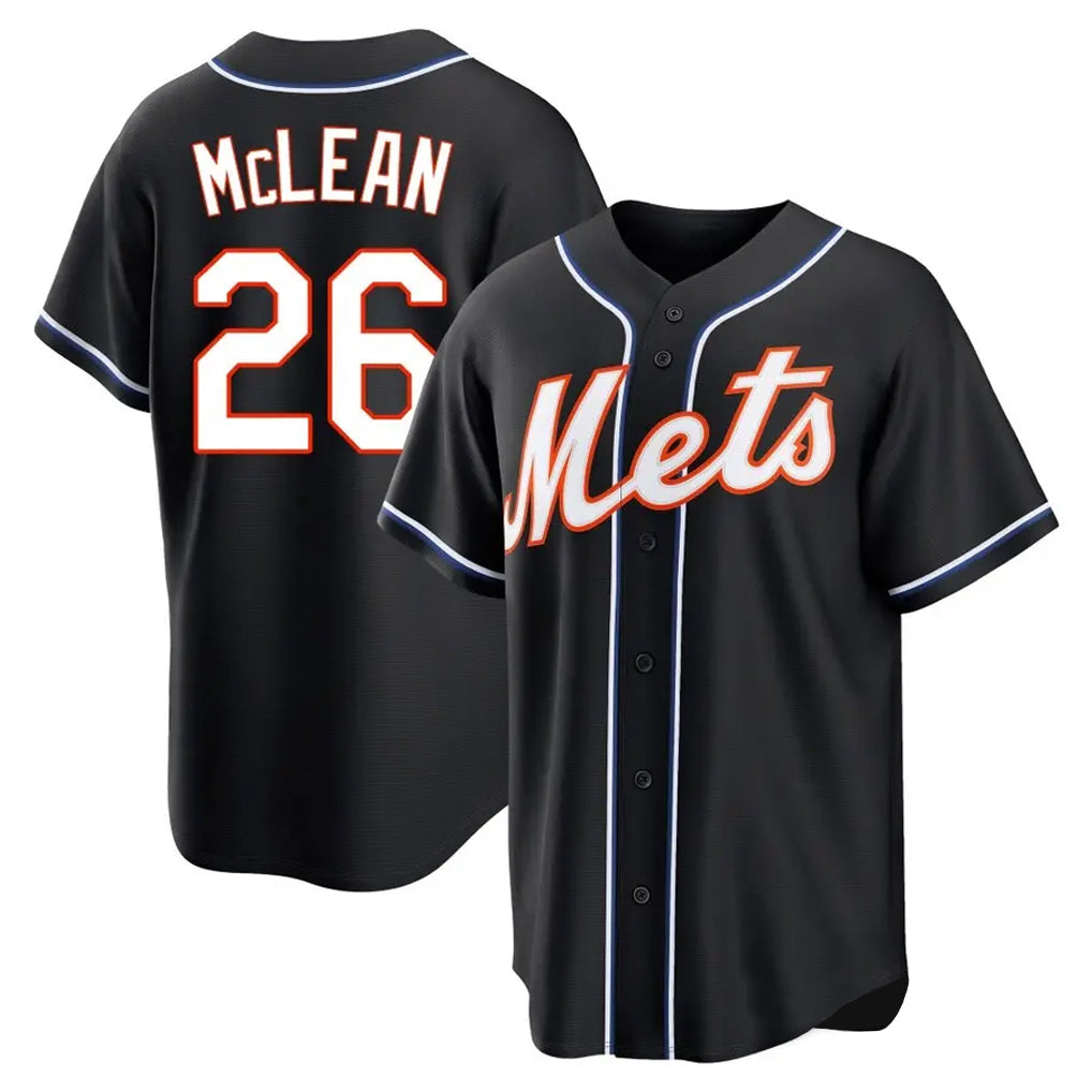 Elroe NY.Mets #26 Nolan McLean Player Black Fashion Out Game Stitched Jerseys