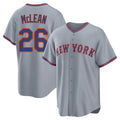 Elroe NY.Mets #26 Nolan McLean Player Gray Road Home Game Stitched Jerseys