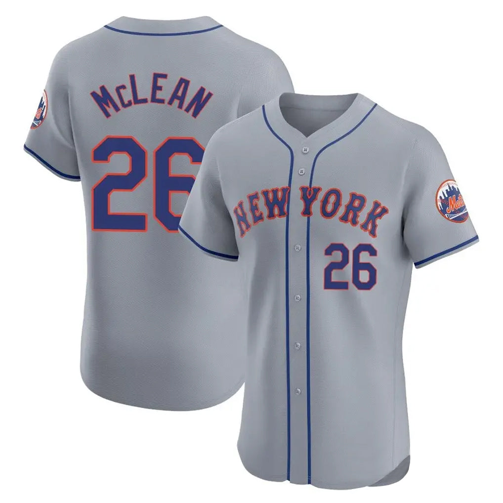 Elroe NY.Mets #26 Nolan McLean Player Gray Road Limited Elite Home Stitched Jerseys
